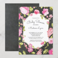 Invitación moderna de Baby Shower con cartón flora
