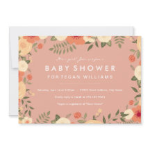 Invitación moderna de Baby Shower con flores de co