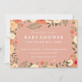 Invitación moderna de Baby Shower con flores de co