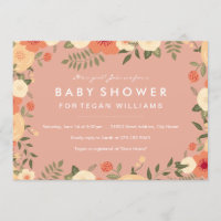 Invitación moderna de Baby Shower con flores de co