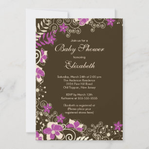 Invitación moderna de Baby Shower con resorte flor