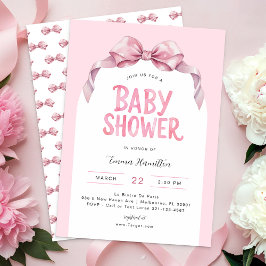 Invitación moderna de Baby Shower de Coquette Bow 