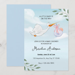 Invitación moderna de baby shower de eucalipto