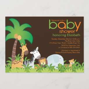 Invitación moderna de Baby Shower de los animales