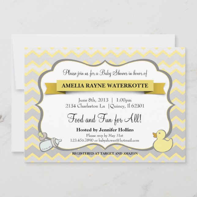 Invitación moderna de Baby Shower de los animales (Anverso)