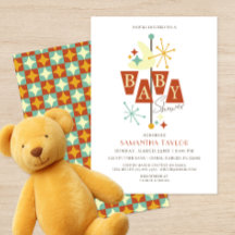 Invitación moderna de Baby Shower de mediados de s