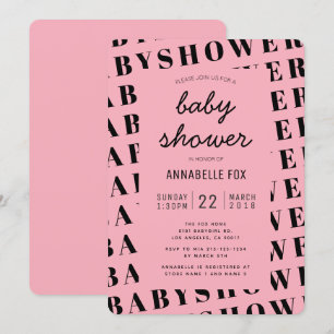 Invitación moderna de Baby Shower de moda rosada n