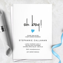 Invitación moderna de Baby Shower de Oh Boy Blue H