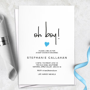 Invitación moderna de Baby Shower de Oh Boy Blue H