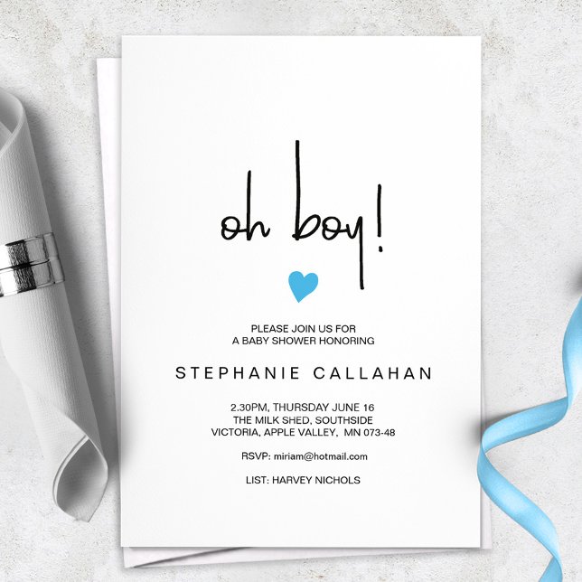 Invitación moderna de Baby Shower de Oh Boy Blue H (Subido por el creador)
