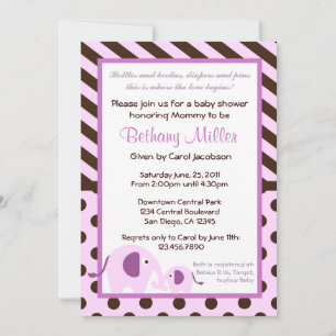 Invitación moderna de Baby Shower del elefante