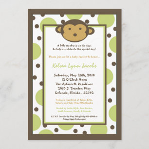 invitación moderna de Baby Shower del mono de la