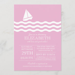 Invitación moderna de Baby Shower en barco de vela