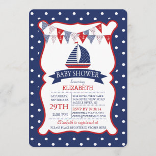 Invitación moderna de Baby Shower en barco náutico