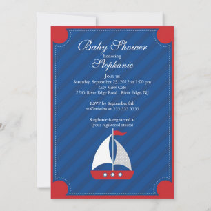 Invitación moderna de Baby Shower en barco náutico
