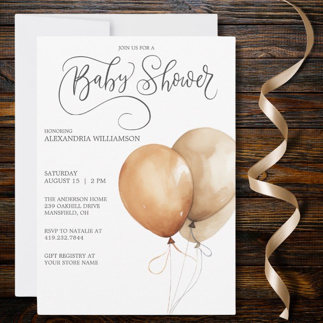 Invitación moderna de Baby Shower en globo (Subido por el creador)