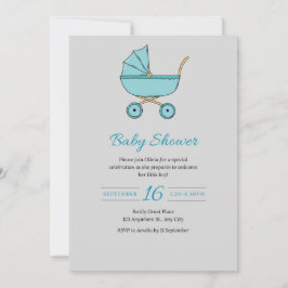 Invitación moderna de Baby Shower gris con Strolle