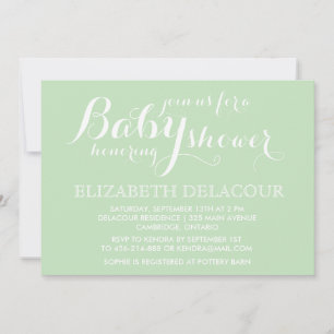 Invitación moderna de Baby Shower Mint Green
