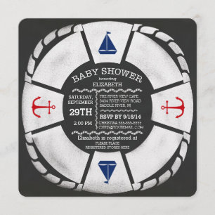 Invitación moderna de Baby Shower náutica a Chalkb