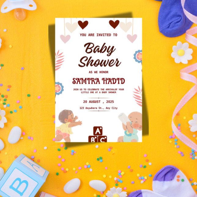 Invitación moderna de baby shower neutral de géner (Subido por el creador)