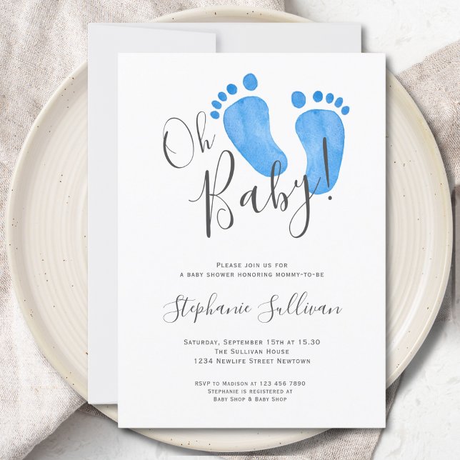 Invitación moderna de Baby Shower Oh Baby Boy (Subido por el creador)