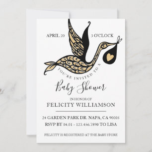 Invitación moderna de Baby Shower para la cigüeña 