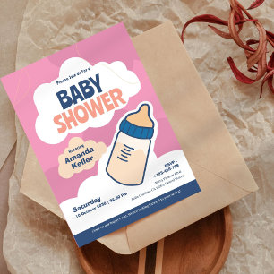 Invitación moderna de Baby Shower rosa