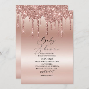 Invitación moderna de Baby Shower Rosa de goteo