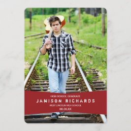 Invitación moderna de Banner Grad Party / Rojo