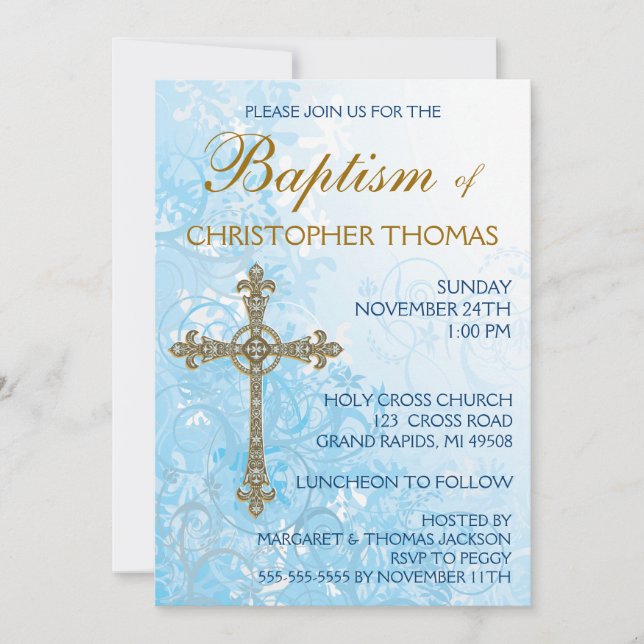 Invitación moderna de bautizo (Anverso)