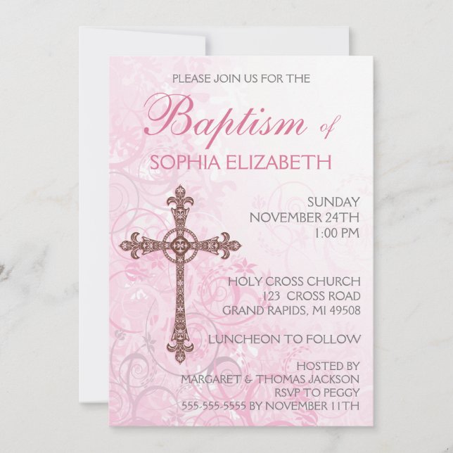 Invitación moderna de bautizo (Anverso)