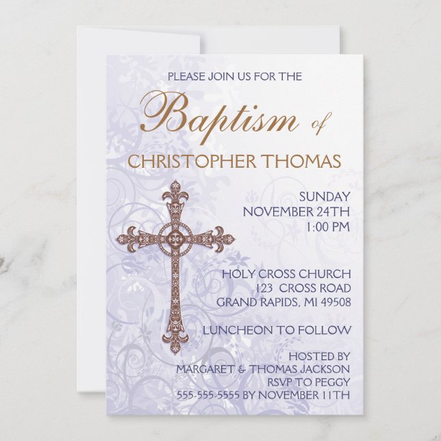 Invitación moderna de bautizo (Anverso)