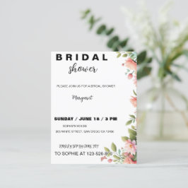 Invitación moderna de boda con flores para ducha d