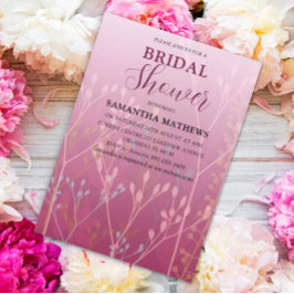 Invitación moderna de boda con follaje rosa rubor