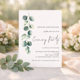 Invitación moderna de boda de eucalipto para la fi
