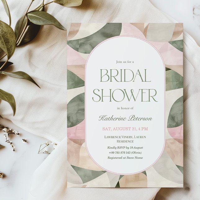 Invitación moderna de boda de verde y rosa (Subido por el creador)