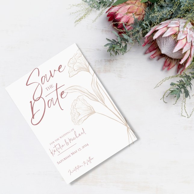 Invitación moderna de boda floral malva para guard (Subido por el creador)