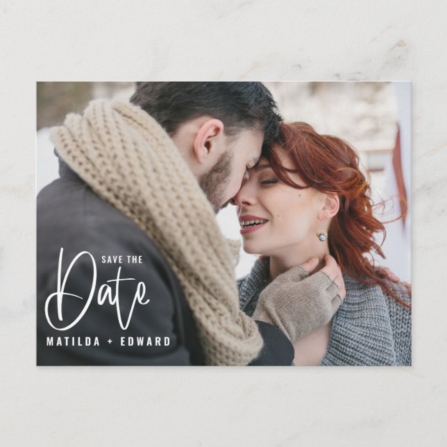 Invitación moderna de boda fotográfico monocromo m (Anverso)