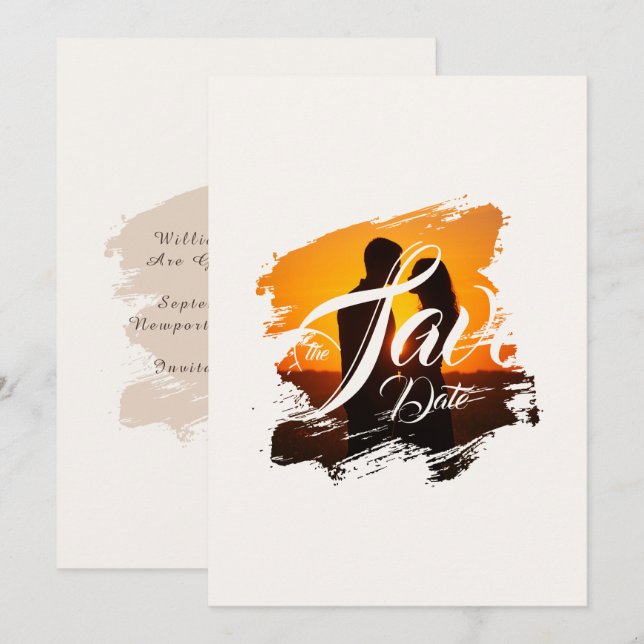Invitación moderna de boda para guardar la fecha c (Anverso / Reverso)