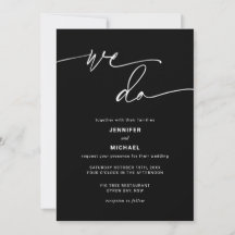 Invitación moderna de bodas blancas y negras