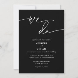 Invitación moderna de bodas blancas y negras