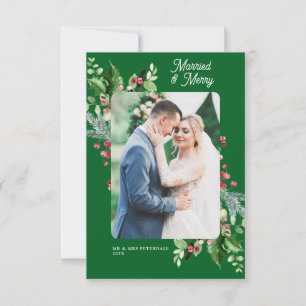Invitación moderna de bodas casados y merry