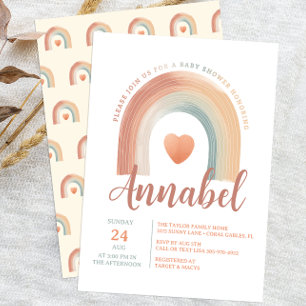 Invitación moderna de Boho Rainbow Baby Shower - A