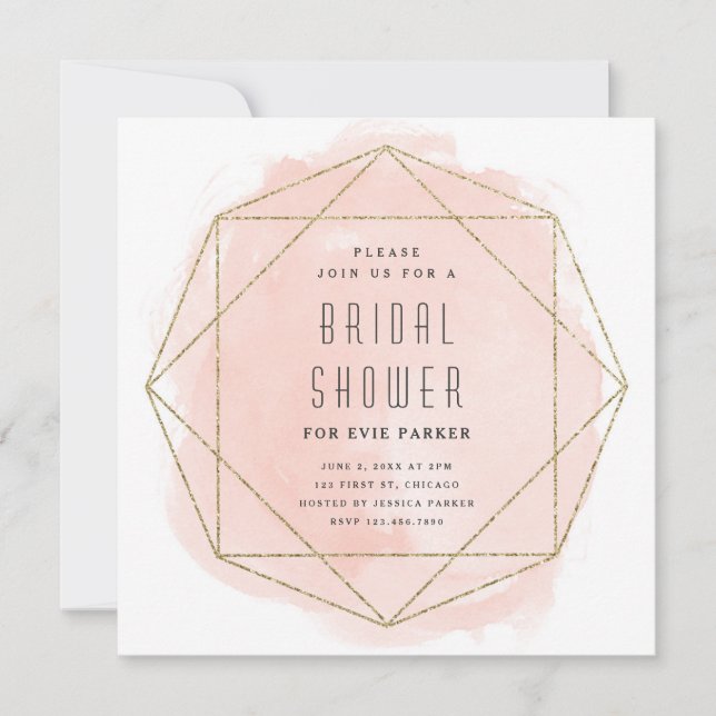 Invitación moderna de brillo rosa para ducha de no (Anverso)