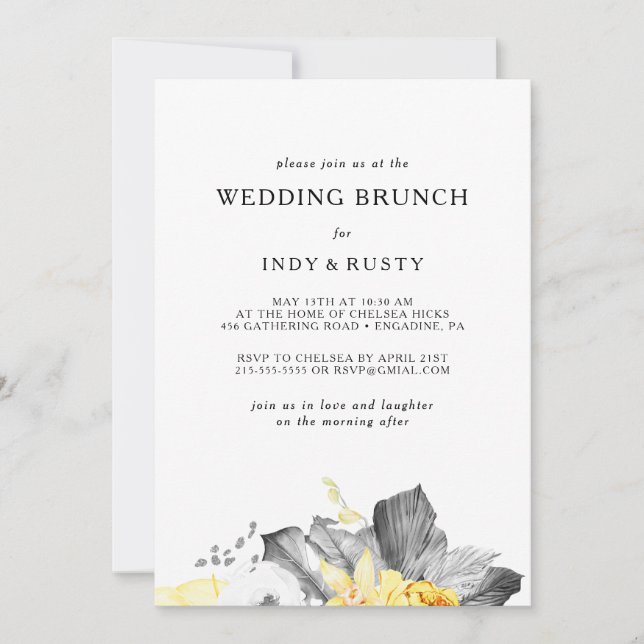 Invitación moderna de brunch Boda tropical (Anverso)