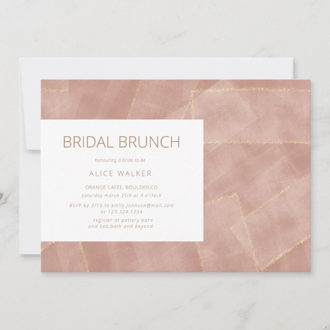 invitación moderna de brunch de novias de oro rosa (Anverso)