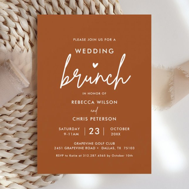 Invitación moderna de brunch post Boda en Terracot (Subido por el creador)
