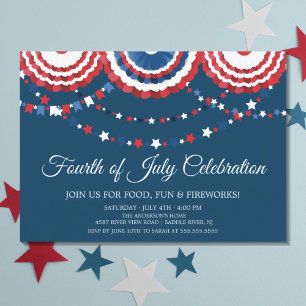 Invitación moderna de Bunting a la Bandera del 4 d