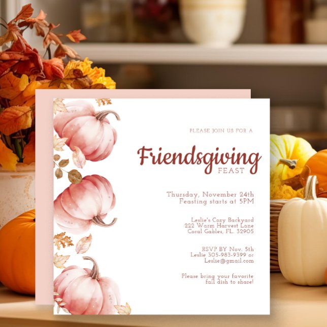 Invitación moderna de calabaza acuática (Friendsgiving Pumpkin Invitation)