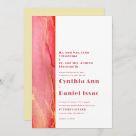Invitación moderna de casamiento amarillo rosa y s